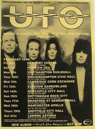Ufo 1998 U.  K.  Concert Tour Poster - U.  K.  Heavy Metal Music,  Scorpions,  Msg