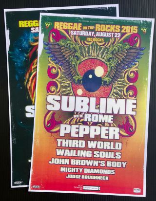 Reggae On The Rocks 2015 Sublime W/ Rome & Pepper Red Rocks (2) Promo Posters