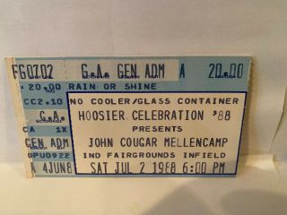 John Cougar Mellencamp Concert Ticket Stub 7 - 2 - 1988 Indianapolis