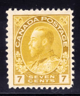 Canada 113 7c Yellow Ochre,  1912 Kgv Admiral,  F,  Nh