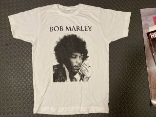 Bob Marley Jimi Hendrix Funny Music Shirt Medium M