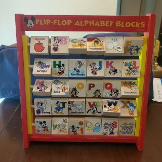 Disney Mickey Mouse And Friends Flip Flop Alphabet Blocks Wooden Learning Toy