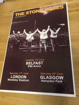 The Stone Roses - Uk Tour Promo Gig Poster,  Belfast/london/glasgow 2017