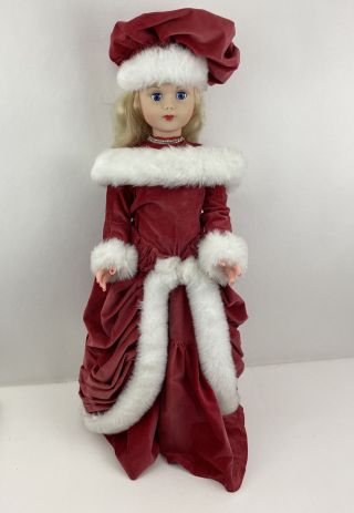 Vintage Eegee Co Blonde 32” Doll With Red Velvet Christmas Outfit