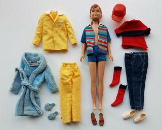 Vintage 1960s Ricky Doll - Straight Legs - Two Outfits,  Booklet