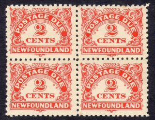 Canada Newfoundland 1939 Postage Due 2c P10 Block Of 4 Um,  Sg D2 Cat £80