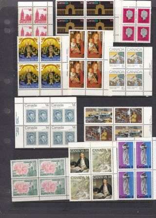 Canada Mnh 10 To 15 Cent Corner And Plate Blocks $9.  86 Face 2 Scans