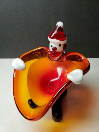 Vintage Murano Art Glass Clown Santa Claus Candy Dish