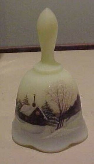 Vintage 1978 Fenton Art Glass Hand Painted Christmas Bell