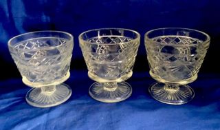Depression Clear Glass Water Goblets Wine Glasses Parfaits Set Of 3 Vintage