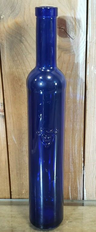 Vintage Glass Bottle Vase Cobalt Blue 14 " Tall X 3 " Wide