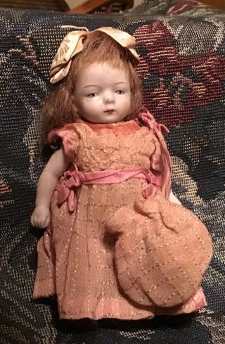Antique 4 1/2” Hertwig All Bisque Doll