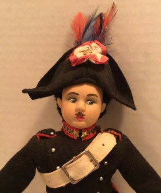 Vintage Lenci Type Felt Doll French Gendarme Boy Doll Hand Painted Felt Face 13”