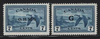Canada 1949 7c Airmail Official Set Sc Co1 - 2 Nh