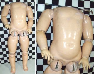 18 " Antique German Jointed Composition Body For 23 " Doll 5.  5 " Head Needed 2 " Neck