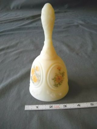 Vintage Fenton Hand Painted Satin Glass Bell Signed By Lisa Westbrook Daisies