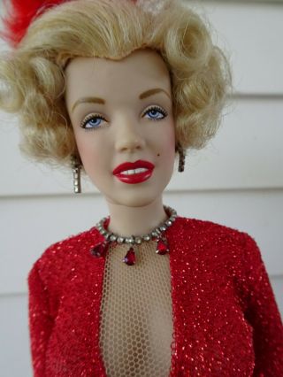 Franklin Porcelain Marilyn Monroe In “red Dress” Heirloom Doll 16 " Tall