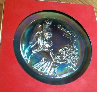 Vintage Le Smith Carnival Glass Plate,  Christmas 1971,