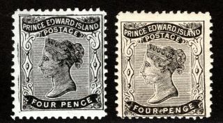 Scott 9 (mlhog) And Scott 9a (mnhog),  Prince Edward Island,  4d,  Four Pence