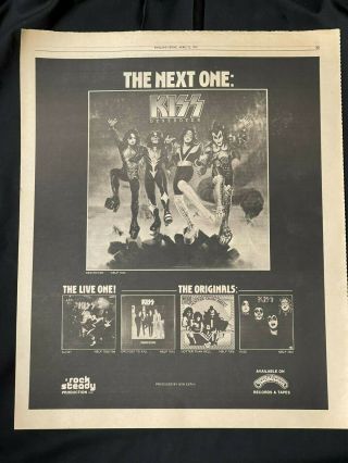 Kiss Orignal 1976 Ad/poster " Destroyer " Casablanca Cover Art 11 " X13.  5 "