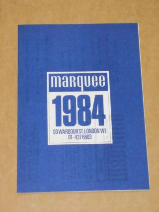 Marquee Club August 1984 Flyer (johnny Thunders/gymslips/pallas/steve Marriott)
