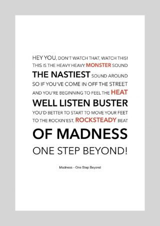 Madness - One Step Beyond - Colour Print Poster Art