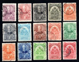 Haiti 1898 - 99 Set Of Stamps Mi 44 - 58 Used/mh Cv=5€