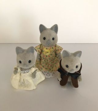 Sylvanian Families Vintage Rare Solitaire Siamese Cat Mum,  Brother And Sister Htf