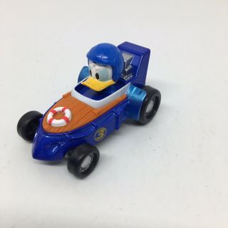 Disney Donald Duck In A Blue Race Car Toy - 3 " Long 1 1/2 " Tall