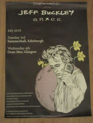 Start To End Perform Jeff Buckley Concert Poster 2018 Edinburgh/glasgow Gig