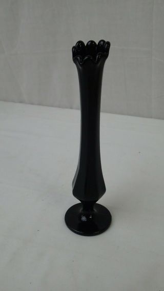 Vintage Fenton Black Amethyst Glass 8 1/2” Bud Vase