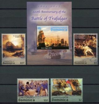 Dominica Mnh Stamp Set & Sheet 2005 Battle Of Trafalgar 200th Anniversary