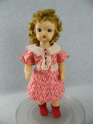 16” Vintage Hard Plastic Vinyl Jointed Terri Lee Doll W Blonde Curly Wig 1950s,