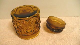 Vtg L.  E.  Smith Amber Glass 5  Canister - Moon & Stars Pattern,  Small 2