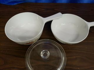 VTG Corning Ware P - 81 - B and P - 82 - Spice of Life Sauce Pans,  with 1 Glass Lid 2