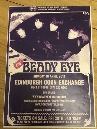 Beady Eye (liam Gallagher) - Concert / Gig Poster,  Edinburgh - April 2011