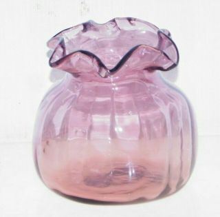 Vintage Blenko Purple Blown Glass Mini Miniature Vase 3.  5 "