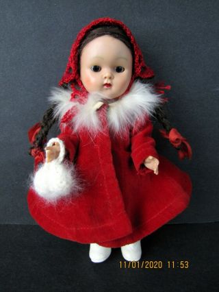 Vintage Strung Brunette 1952 Or 1953 Ginny Doll In Vogue Tagged Outfit