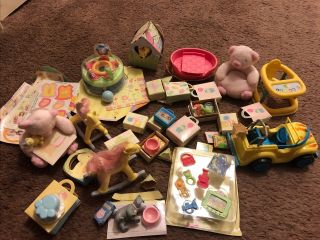 2003 Mattell Happy Family Neighborhood 1st Birthday Party Accessories Plus Extra