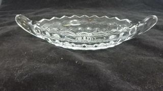 Vintage Fostoria American Clear Cube Glass Double Handle Boat - Style Crystal Dish