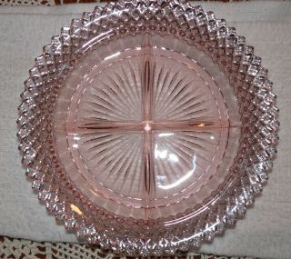 Vintage Pink Depression Glass Miss America Diamond Point Divided Relish Dish