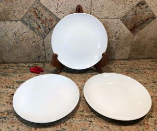Set Of 3 Vintage White Centura Coupe By Corning Bread & Butter Dishes