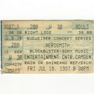Aerosmith & Jonny Lang Concert Ticket Stub Camden Nj 7/18/97 Nine Lives Tour