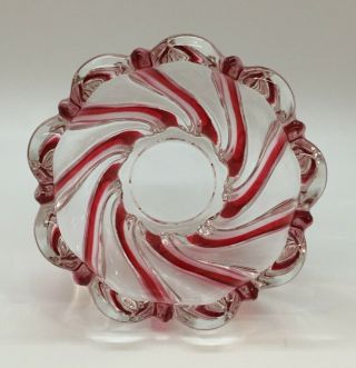 Mikasa Red Swirl Peppermint Crystal Art Glass Candy Trinket Dish Bowl Germany