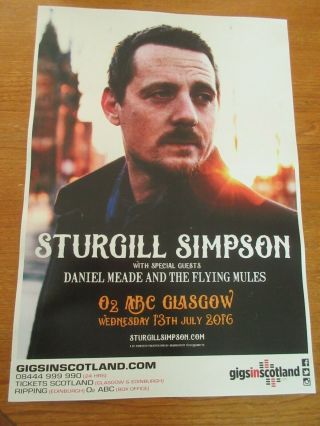 Sturgill Simpson - Glasgow O2 Abc July 2016 Live Music Show Concert/gig Poster