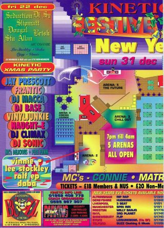 Club Kinetic Rave Flyer 31/12/95 A3 Poster Mr B 