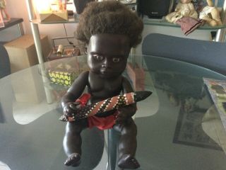 Vintage Aboriginal Girl Doll Made By Australian,  Netta Company.  42 Cm Ht Ca1992