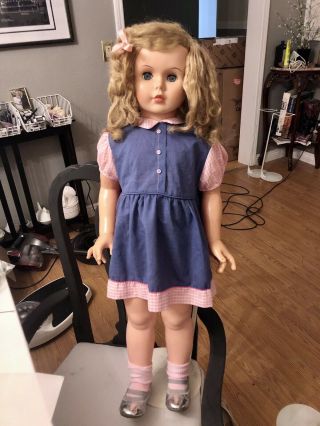 Vintage 35” Allied Eastern Companion Doll Patti Playpal Side Part Walker