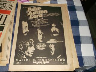 Deep Purple,  Paice Ashton Lord,  Malice Rare Album Release Poster 1977 Framing