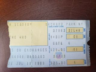 1989 The Who Concert Ticket Stub 7 - 18 - 1989 Buffalo York Rich Stadium